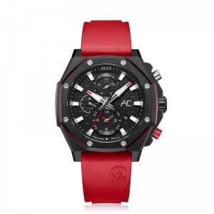 Alexandre Christie AC 9601 Black Red Rubber Gents GCRIPBARE